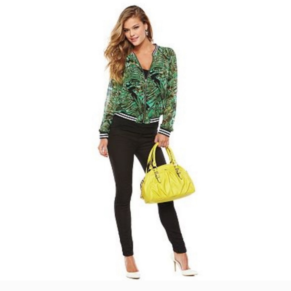 Nwot Juicy Couture Chiffon Bomber Jacket, Jungle Print, size XL - Picture 2 of 10